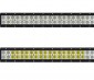 20" Off Road LED Light Bar - 60W: Showing Front View Of Light Bar In Flood Beam Pattern (Top) And Combo Beam Pattern (Bottom).