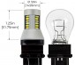 3156/3157 CAN Bus LED Bulb - Dual Function 30 SMD LED Tower - Wedge Retrofit: Profile View with Size Comparison to Stock Incandescent Bulb and Dimensions