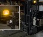 4-3/4" Amber LED Strobe Light Beacon with 18 LEDs: Shown Installed On Forklift And Flashing On. 