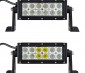 6" Off Road LED Light Bar - 18W: Showing Front View Of Light Bar In Flood Beam Pattern (Top) And Combo Beam Pattern (Bottom).