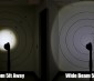 LED Flashlight/Work Light - NEBO SLYDE+ - 300 Lumens: Showing Beam on Target Zoomed In and Out