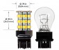 7443 Switchback LED Bulb - Dual Function 60 SMD LED Tower - A Type - Wedge Retrofit: Profile View With Incandescent Comparison