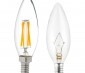 LED Filament Bulb - B10 LED Candelabra Bulb with 4 Watt Filament LED - Dimmable: Profile View With Size Comparison To Incandescent Bulb