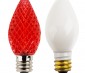 C7 LED Bulbs - Diamond Faceted Replacement Christmas Light Bulbs: Profile View with Size Comparison to Incandescent Bulb