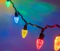 C7 Multicolor Christmas LED String Lights - Slim Base - 17ft - 25 Retro Faceted Bulbs - Green Wire - Multi-Color: Red, Yellow, Orange, Blue, Green