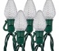 C7 Christmas LED String Lights - Slim Base - 17ft - 25 Retro Faceted Bulbs - Green Wire
