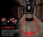 Alert pedestrians by combining multiple forklift safety lights to create a full U-shaped beam