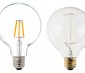 LED Filament Bulb - G30 LED Candelabra Bulb with 5 Watt Filament LED - Dimmable: Profile View With Size Comparison To Incandescent Filament Bulb