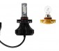LED Headlight Kit - H16 LED Fanless Headlight Conversion Kit with Compact Heat Sink: Profile View Incandescent Comparison