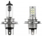 H4 LED Bulb - 12 LED Daytime Running Light with Incandescent for Comparison