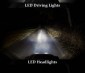 LED Driving Light - 3" Square - 25W: Showing Driving Lights On (Top) Compared To LED Headlights (Center) And On With LED Headlights (Bottom)