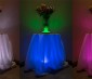  LED Centerpiece Light - 6" Rechargeable Battery Powered Color Changing LED Vase Light w/ Remote: 2 Separate Units On, Showing Different Color Modes. From Left Colors Are: White, Green And Blue, And Pink.