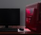 Red Wired  LED illuminating Computer Tower