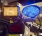 Blue LED Safety Light w/ Square Beam Pattern: Close Up of Light Installed on Forklift in Warehouse