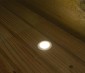 LED Step Lights - White 40mm Plactic Trimmed Mini Round Deck / Step Accent Light - 1 Watt: Shown Installed In Deck And On. 