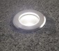 LED Step Lights - White 40mm Plactic Trimmed Mini Round Deck / Step Accent Light - 1 Watt: Detail Of Installed Light. 