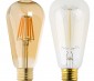 LED Vintage Light Bulb - Gold Tint ST18 Shape - Edison Style Antique Bulb with Filament LED - Dimmable: Profile View with Size Comparison to Incandescent Bulb