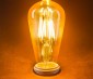 LED Vintage Light Bulb - Gold Tint ST18 Shape - Edison Style Antique Bulb with Filament LED - Dimmable: Turned On