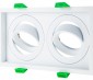 Modular Downlight Trim Options for RLFM series LED Recessed Light Engines: Double Aimable Square Front, Profile & Back Views