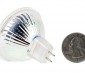Color-Changing MR16 LED Bulb - 30 LED Spotlight Bi-Pin Bulb: Back View with Size Comparison 