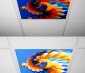Even-Glow LED Panel Light - Balloon 2 LUXART Print - Dimmable - 2' x 2': Turned Off and Turned On in Ceiling
