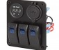LED Rocker Switch Panel with Voltmeter and Dual USB Port - 3 Position Waterproof DC Distribution Panel - 12 VDC - 20 Amps
