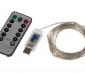 USB LED Fairy Lights w/ Remote Control - Silver Wire - 32'