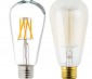LED Vintage Light Bulb - ST18 Shape - Edison Style Antique Bulb with Filament LED: Profile View with Size Comparison to Incandescent Bulb