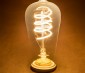 Flexible Filament LED Bulb - ST18 Carbon Filament Style Bulb - Dimmable 15 Watt Equivalent - Spiral Loop - 146 Lumens: Turned On