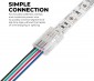 Use the solderless clamps to quickly and safely connect segments of LED strip tape without the hassle of wire stripping or splicing
