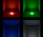 Submersible RGB LED Accent Light w/Remote: On Showing Red, Green, Blue, And White Colors. 