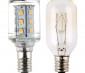 Candelabra LED Bulb, 21 High Power LEDs: Profile View with Size Comparison to Incandescent Bulb