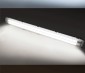 T8 LED Vapor Proof Light Fixture for 2 LED T8 Tubes - Industrial LED Light - 4' Long: Shown On In Cool White (Top), Natural White (Center), And Warm White (Bottom). 