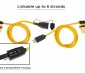 Integrated LED lamp, safety yellow cord, and 2-prong 1-15 plug for easy powering and mobility. Linkable up to 6 sets.