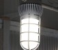 LED Vapor Proof Jelly Jar Light Fixture - Caged Ceiling Mount Light - 1,800 Lumens: Installed On Fence (Using Previous Junction Box)
