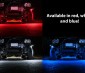 Waterproof Off Road LED Rock Light Replacement: Shown Installed On Jeep In Red, White, And Blue. 