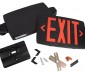 LED Exit Sign/Emergency Light Combo w/ Battery Backup - Single or Double Face with Black Finish - Adjustable Light Heads